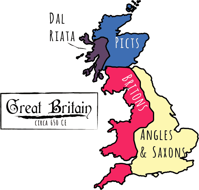 A map of People of Great Britain 650 CE